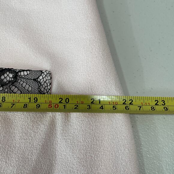 Karl Lagerfeld Paris Pink Sleeveless Navy Lace Trim Classic Career Shift Dress L - Picture 12 of 13